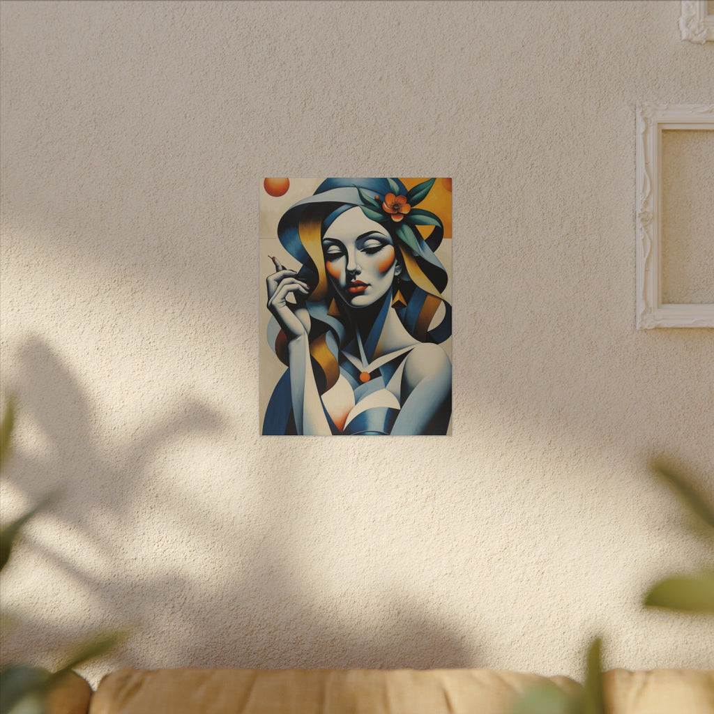 Blue Reverie – Geometric Female Portrait Canvas Print