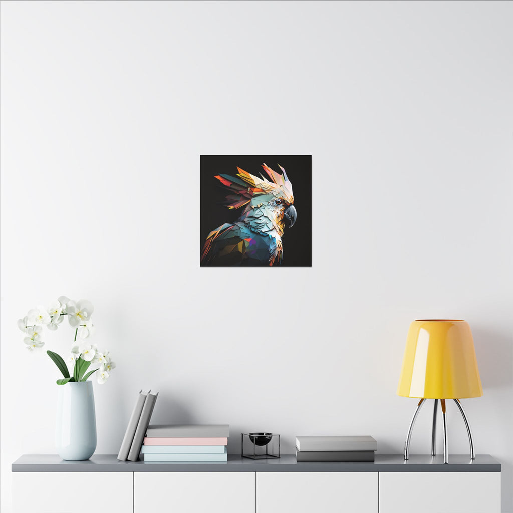 Crowned Instinct – Geometric Cockatoo Portrait Canvas Print