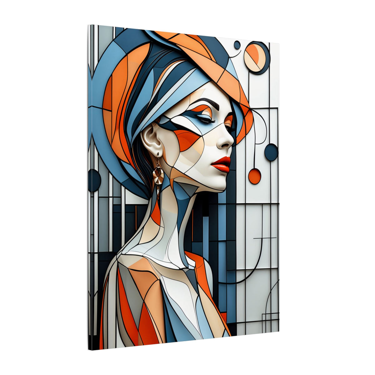 Poise in Orbit – Geometric Female Portrait Canvas Print