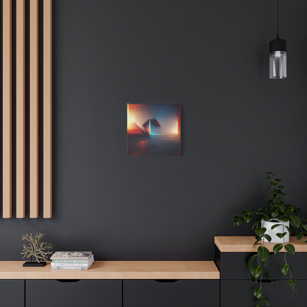 Threshold of Light — Luminous Geometric Abstract in Crimson, Indigo & Gold