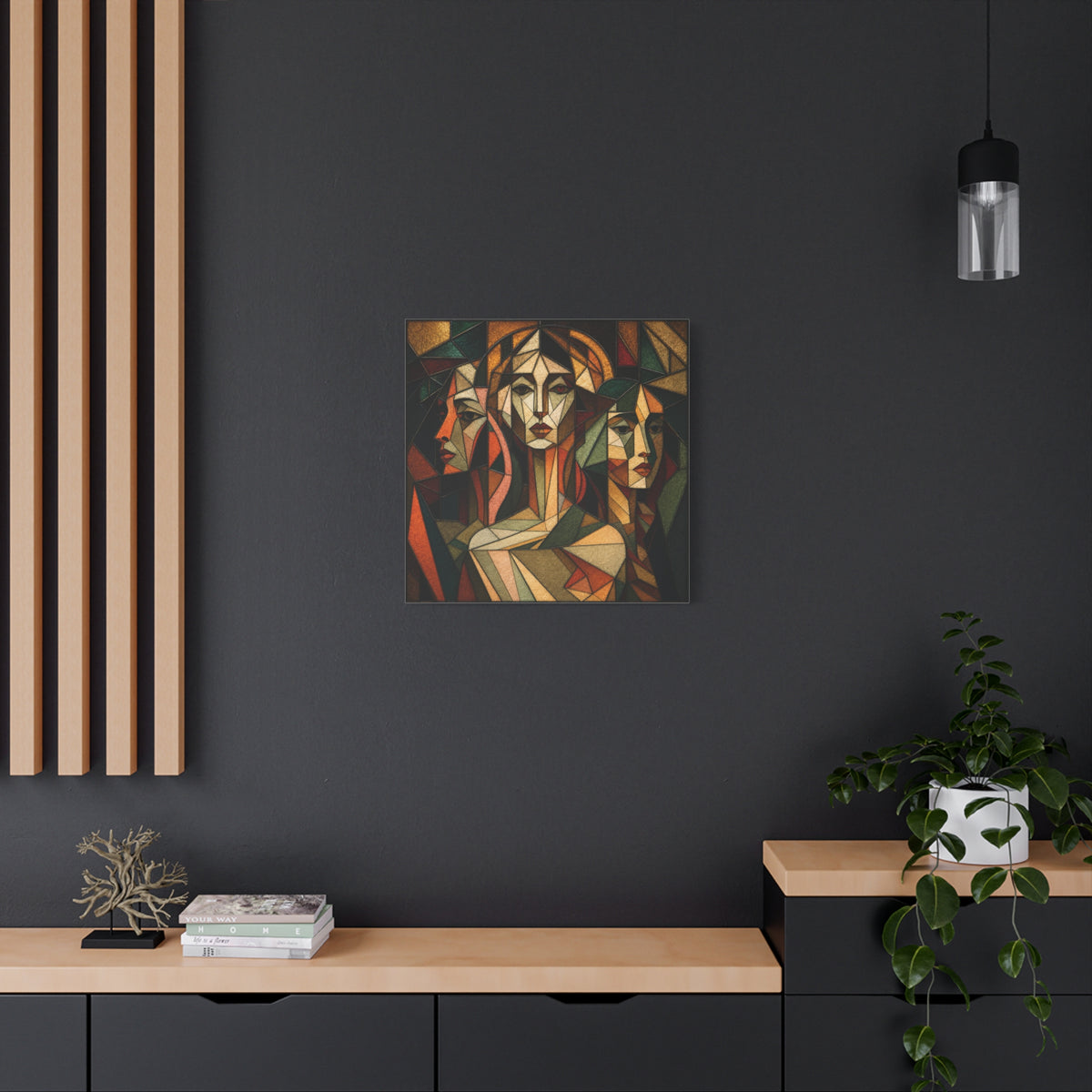 Three Ways of Seeing — Cubist Stained Glass Women Wall Art