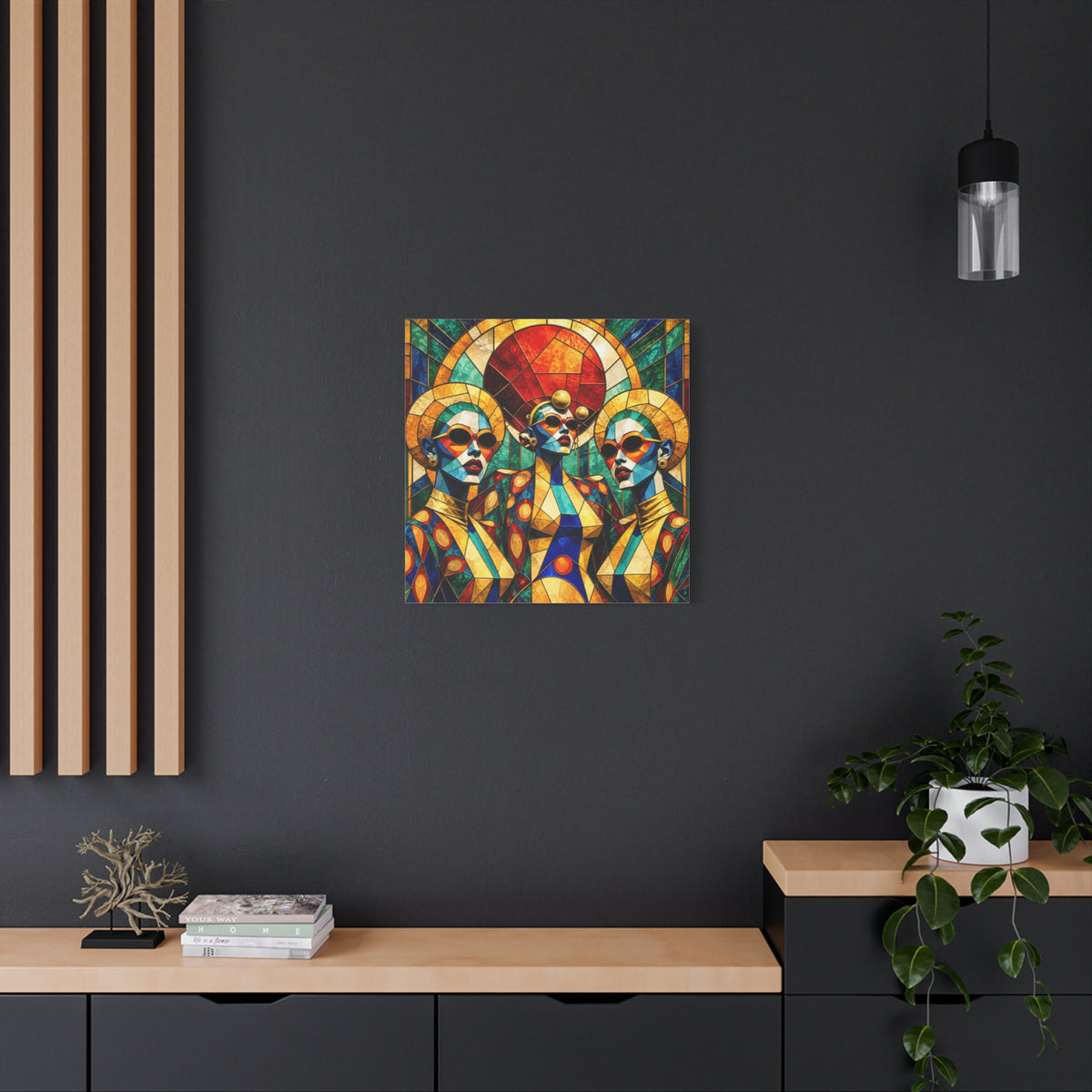 The Gilded Circle - Vibrant Geometric Portrait Wall Decor