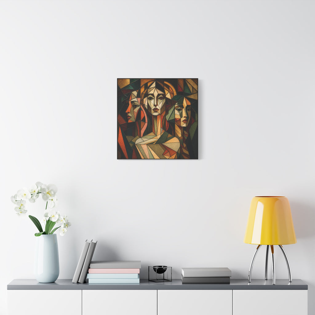 Three Ways of Seeing — Cubist Stained Glass Women Wall Art