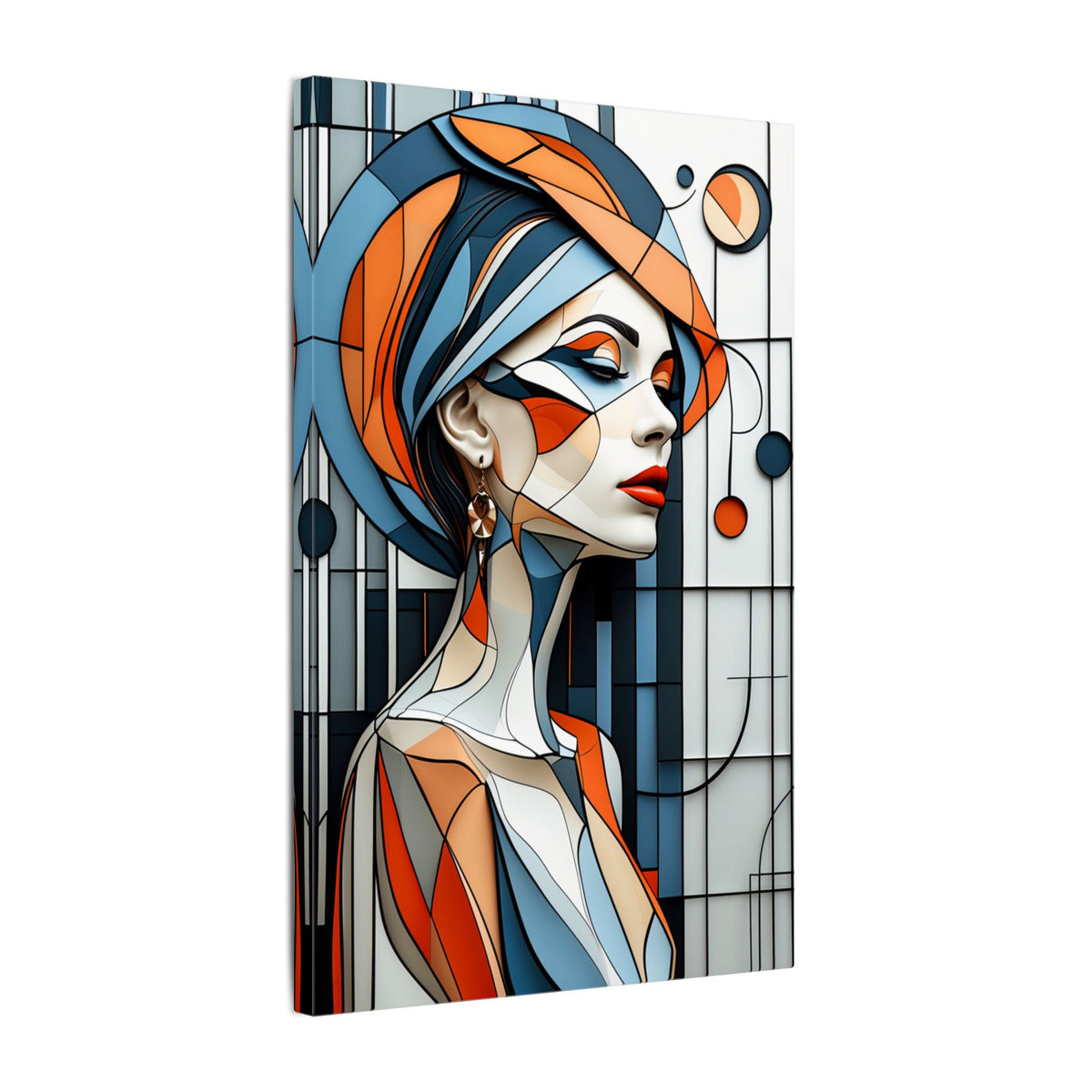 Poise in Orbit – Geometric Female Portrait Canvas Print