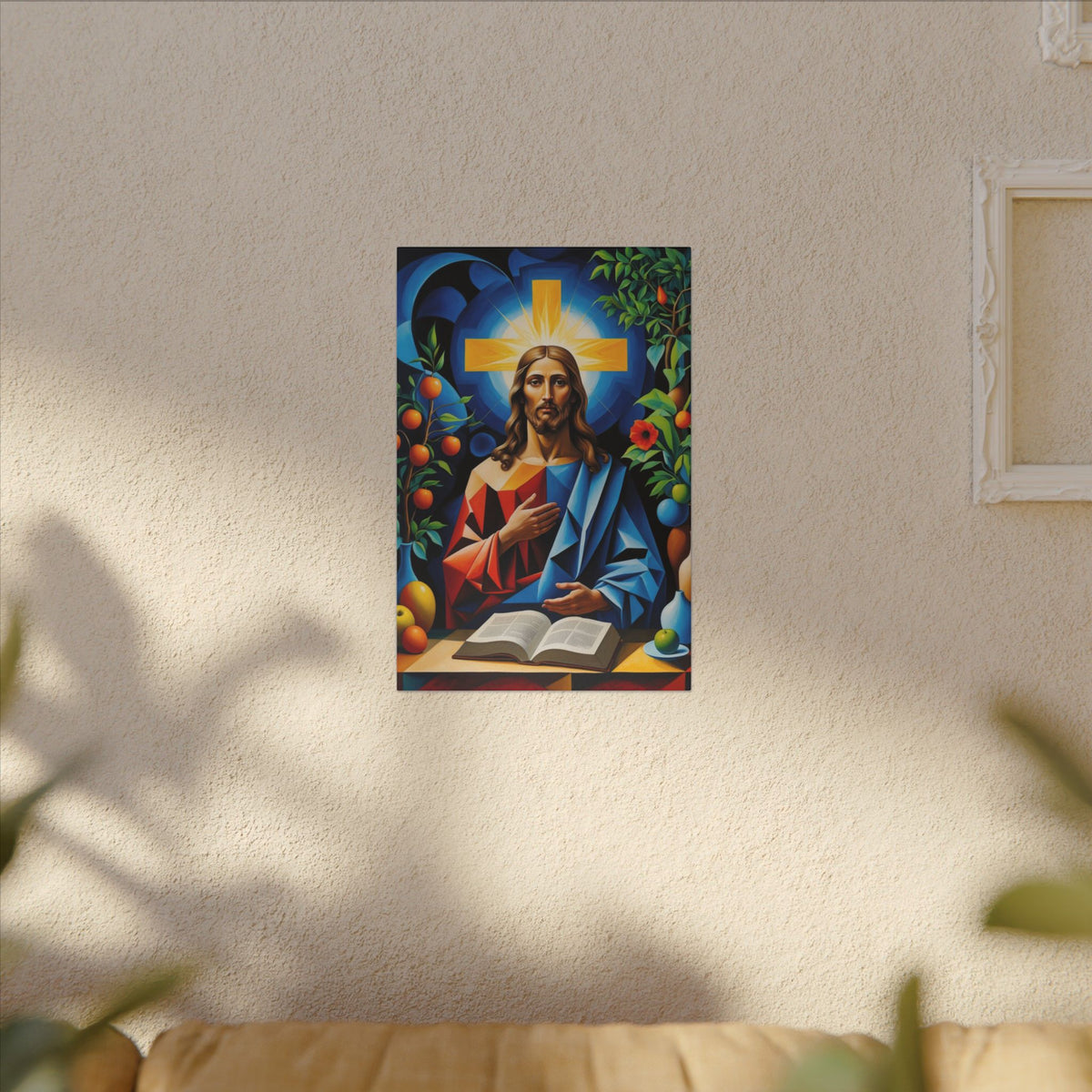 Garden of Grace – Modern Geometric Jesus Canvas Print