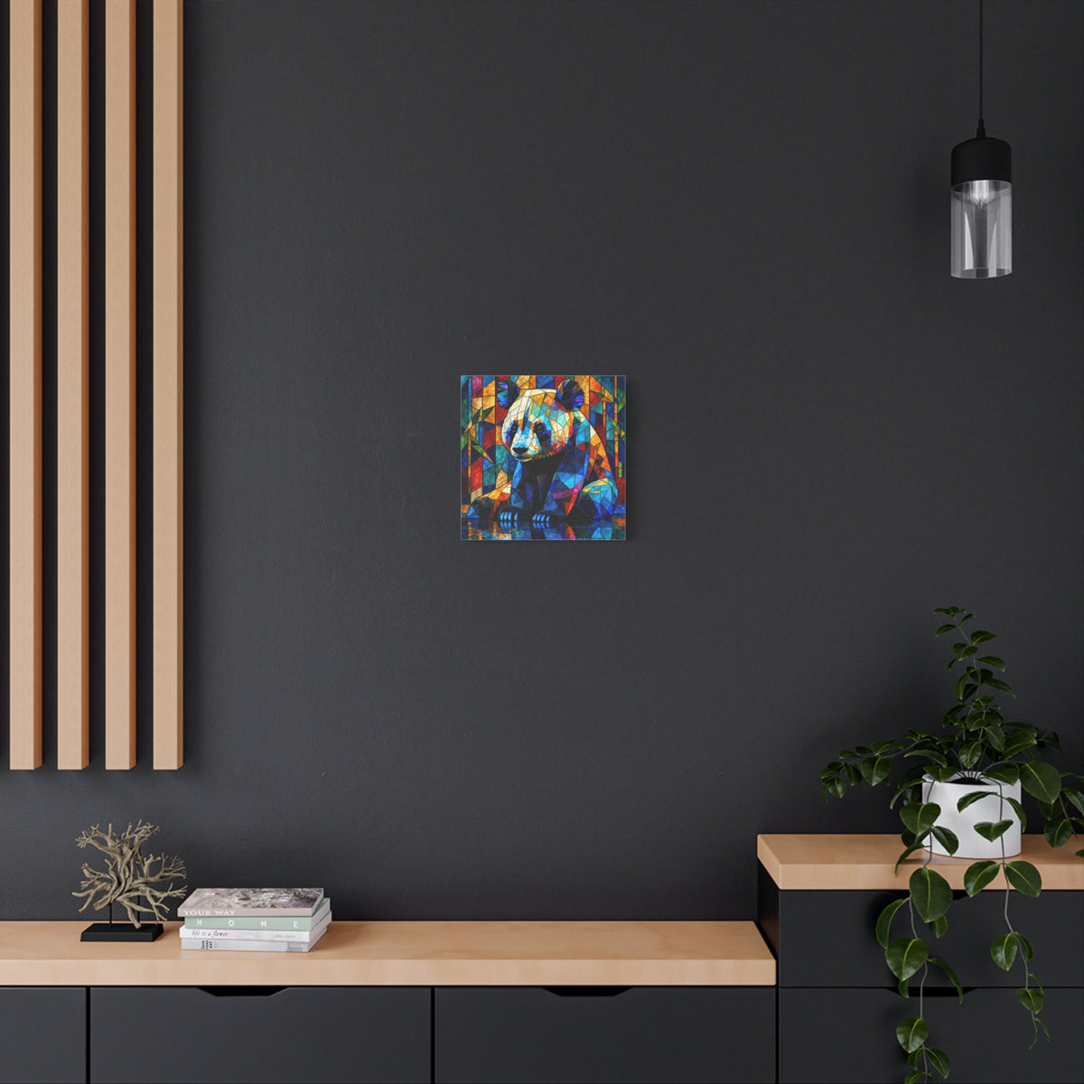Prismatic Panda — Stained Glass Geometric Animal Wall Art