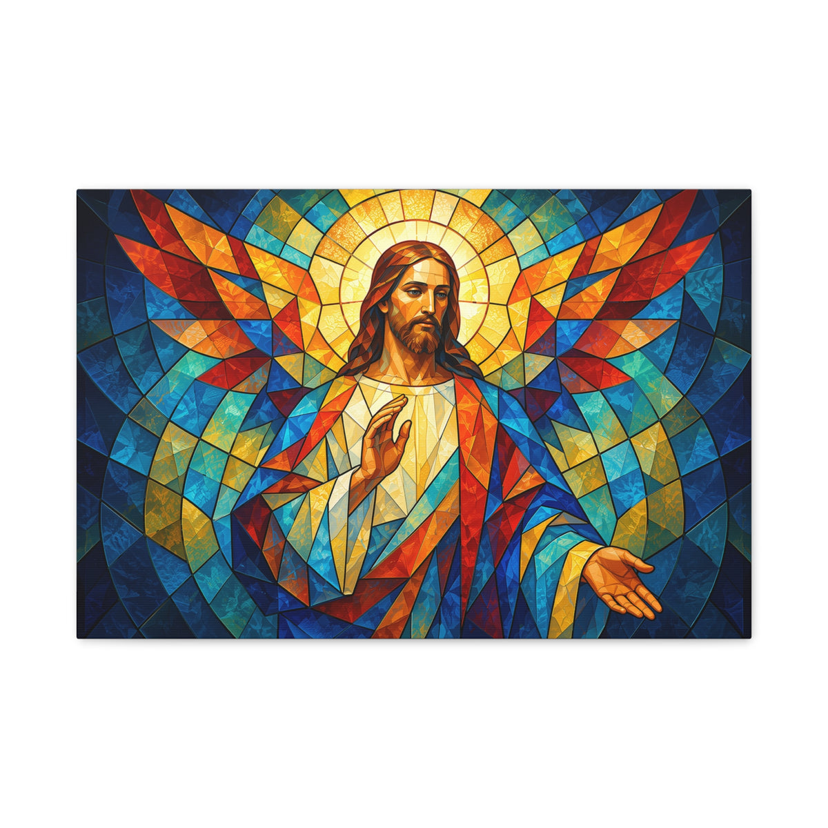 Open Hands of Grace - Cubist Stained Glass Jesus Canvas Print
