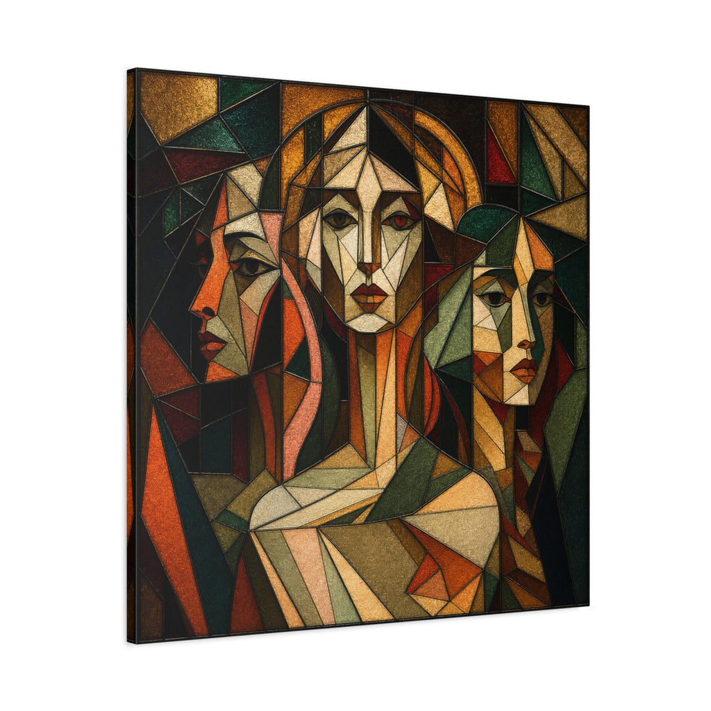 Three Ways of Seeing — Cubist Stained Glass Women Wall Art