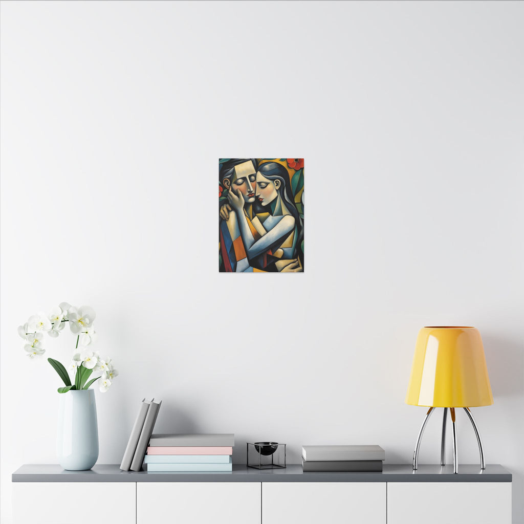 Close Enough to Hear – Modern Geometric Couple Portrait Canvas Print