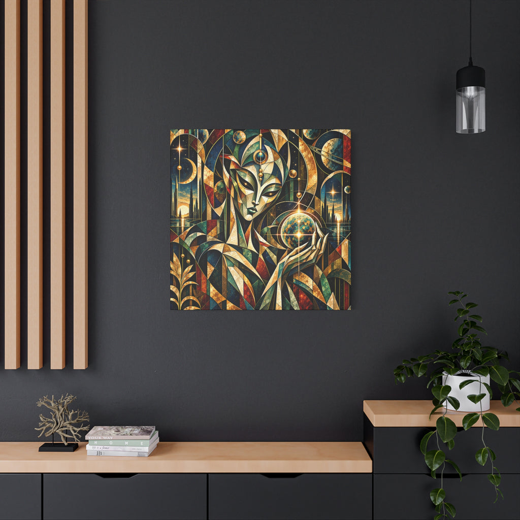 Keeper of Worlds — Futuristic Celestial Portrait Wall Art