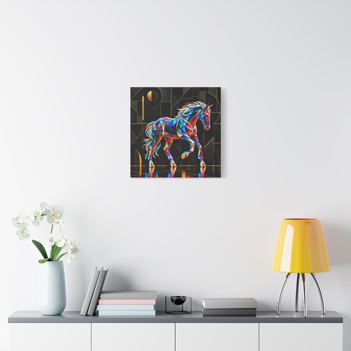 Prismatic Stallion — Stained Glass Geometric Horse Wall Art