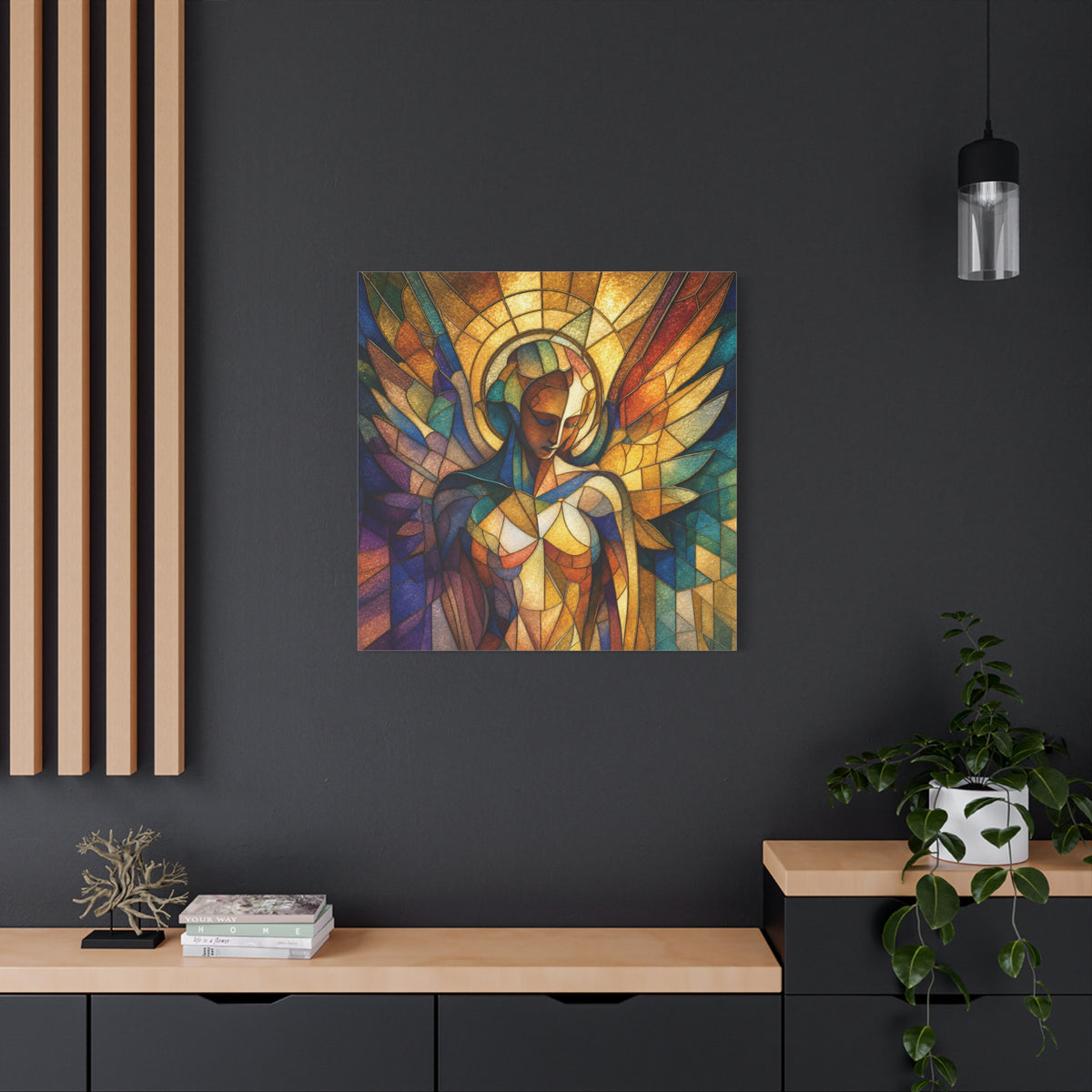 Grace in Full Color — Modern Stained Glass Angel Wall Art