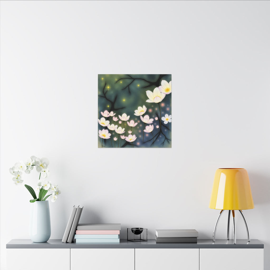 Where the Light Blooms – Dreamlike Floral Night Canvas Print