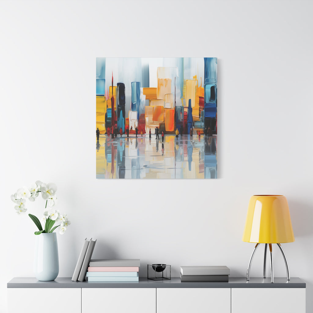 City in Reflection – Abstract Urban Skyline Canvas Print