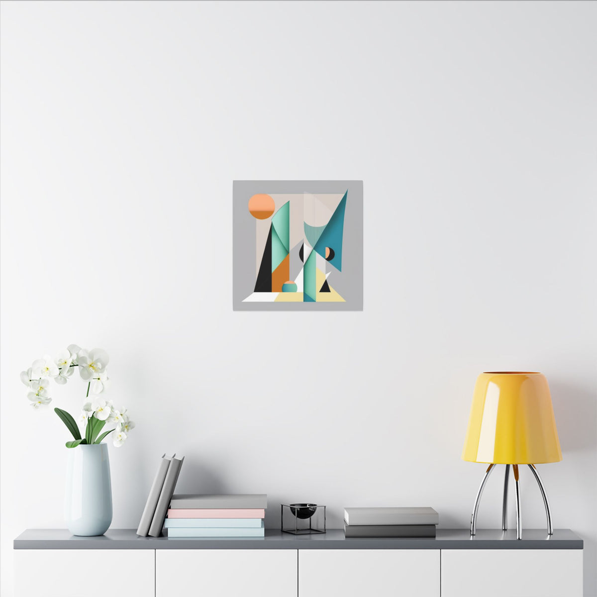 Geometry at Dusk – Teal Orange Geometric Abstract Canvas Print
