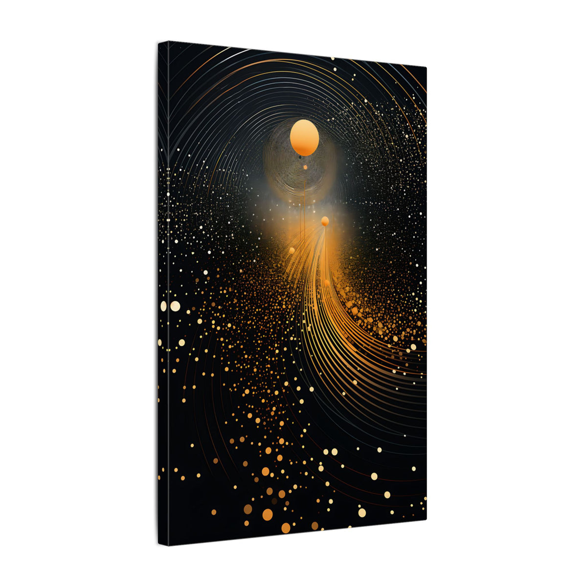Into the Infinite – Black Gold Celestial Abstract Canvas Print