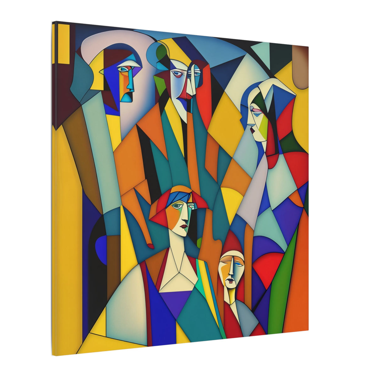 The Gathering of Selves – Colorful Geometric Figurative Canvas Print