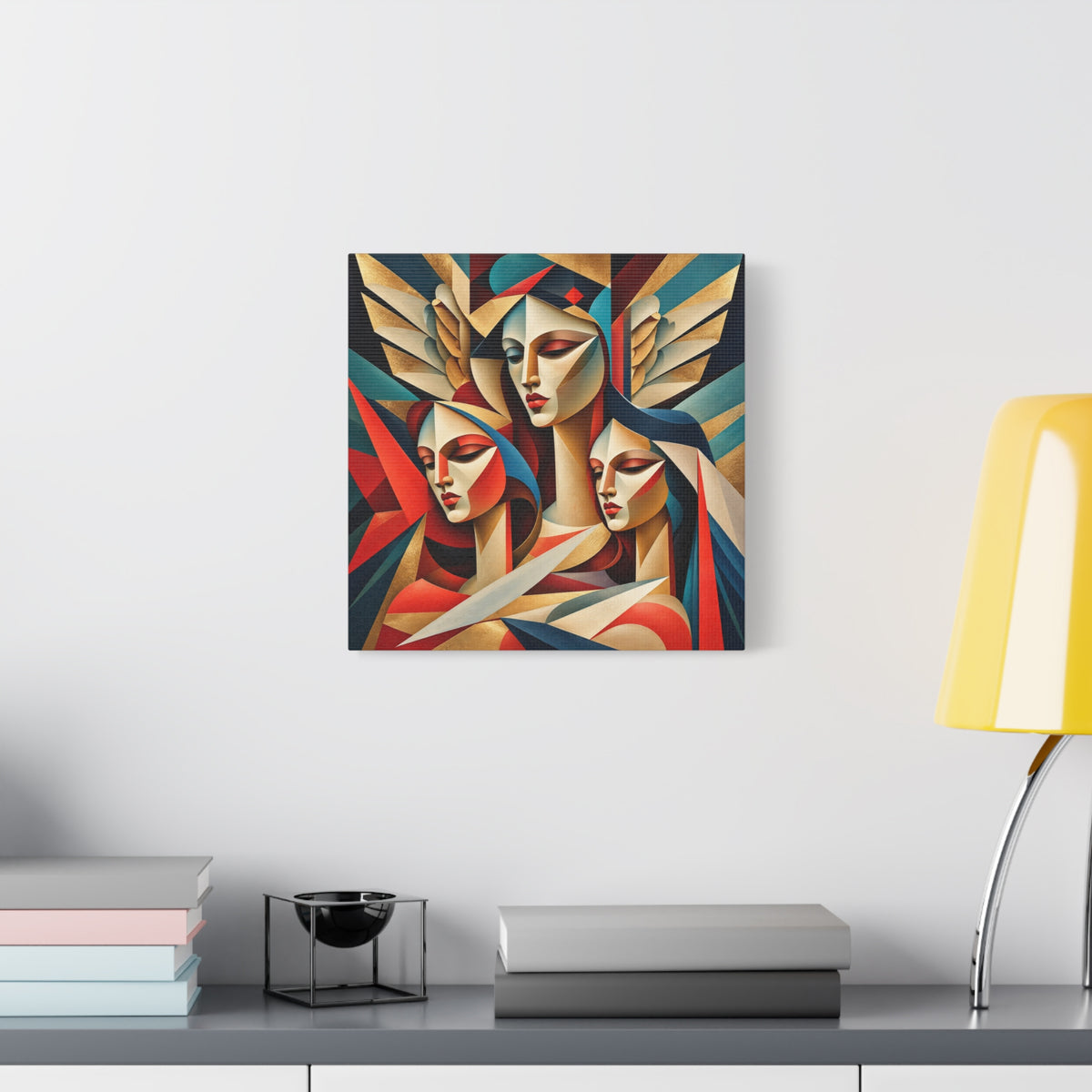 Triad of Grace — Art Deco Cubist Angel Fine Art Print