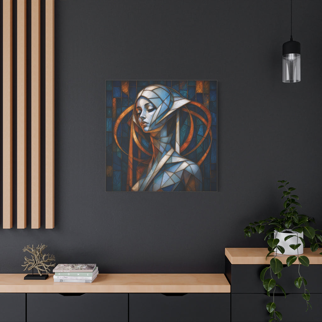 Cathedral of Her Own — Modern Stained Glass Woman Portrait Art