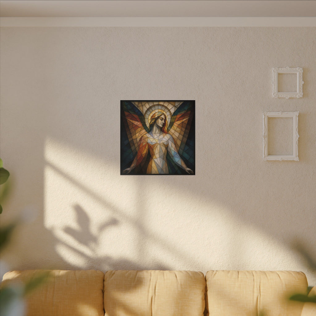 Grace in Light – Geometric Stained Glass Angel Canvas Print