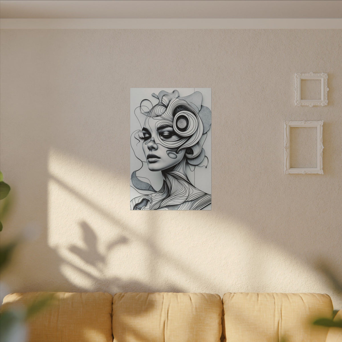 The Architecture of Thought – Black and White Surreal Portrait Canvas Print