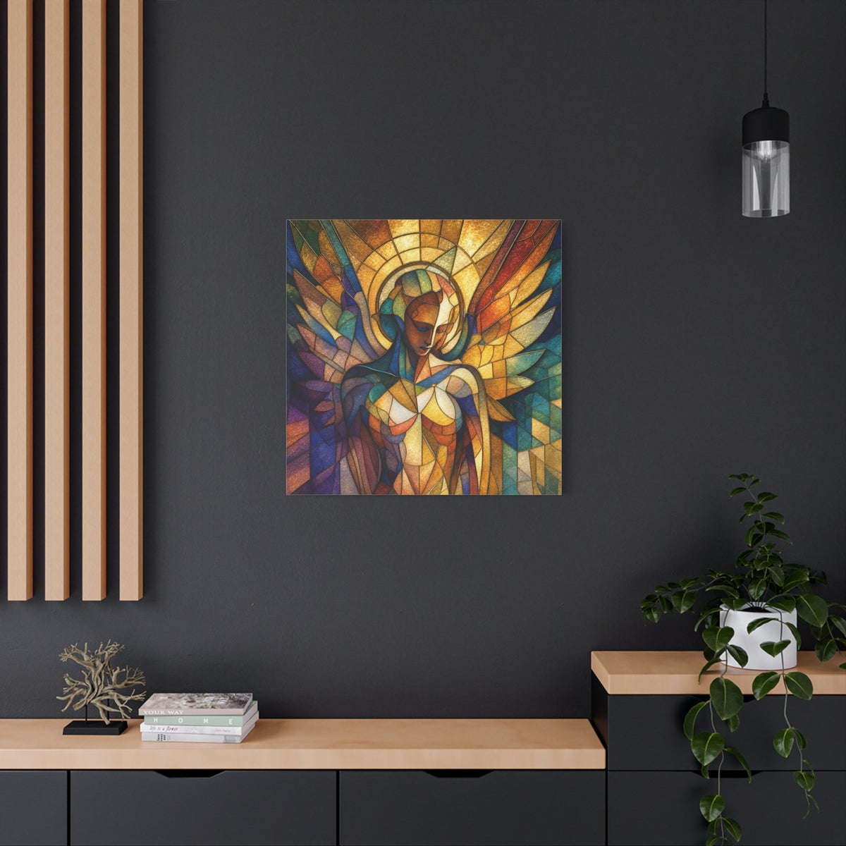Grace in Full Color — Modern Stained Glass Angel Wall Art
