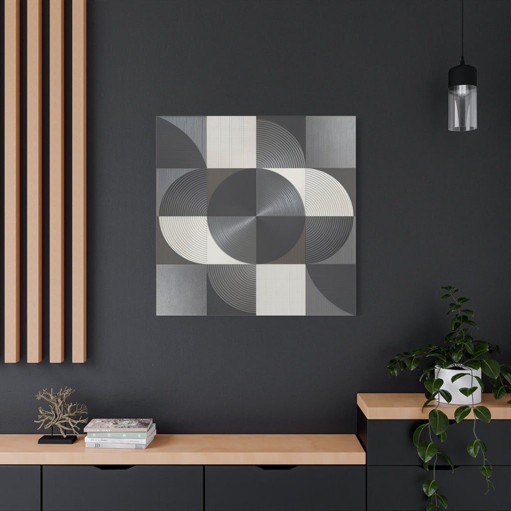 Measured Silence – Monochrome Geometric Circle Canvas Print
