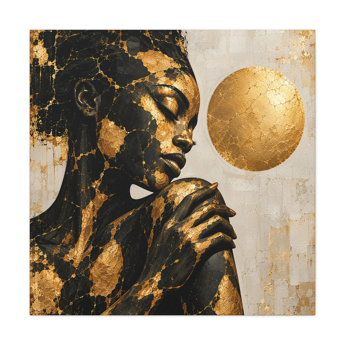 Held in Gold — Modern Black & Gold Woman Portrait