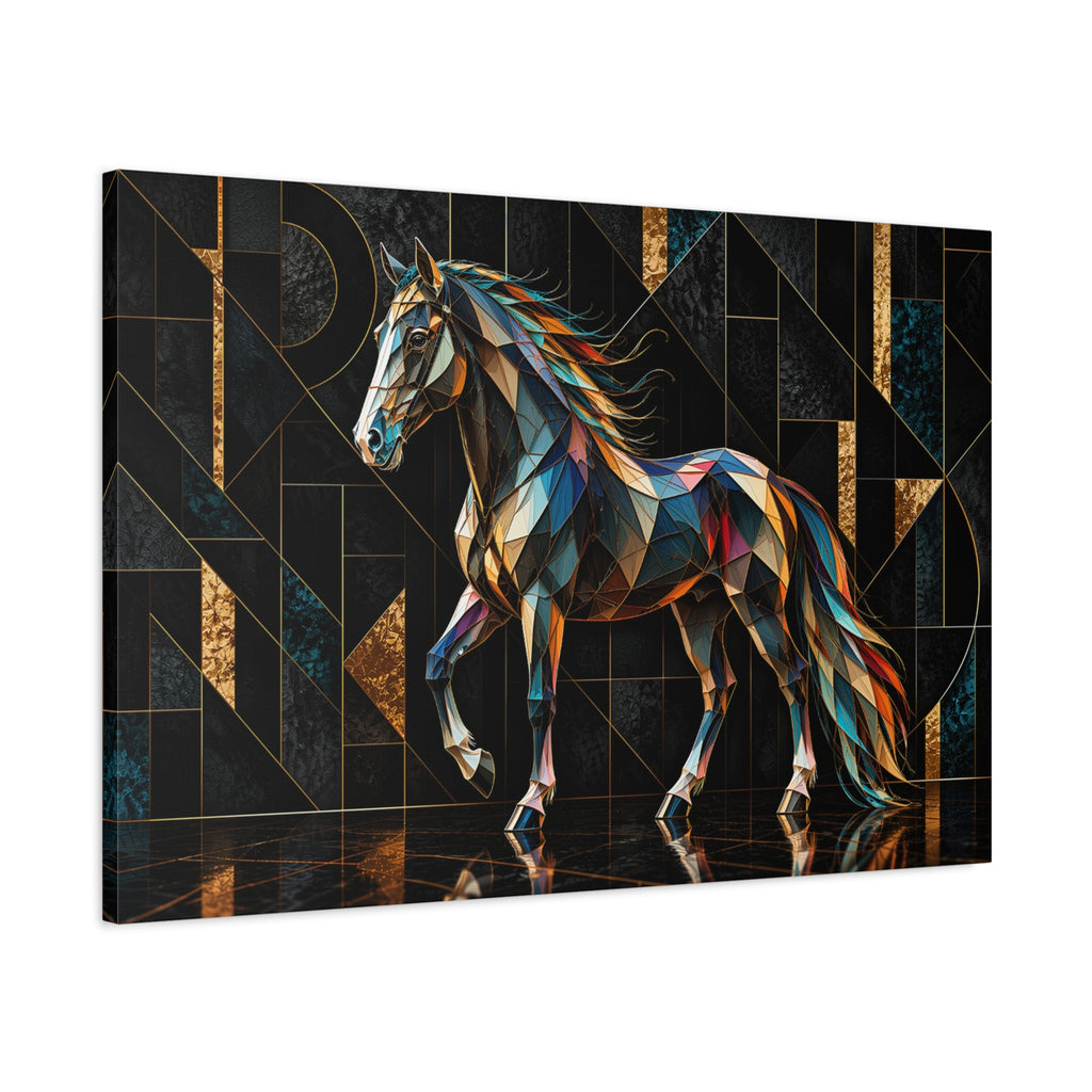 Prismatic Noir Stallion Matte Canvas Wall Art
