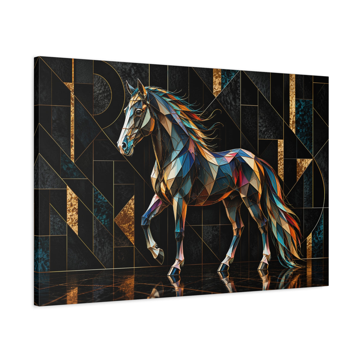Prismatic Noir Stallion Matte Canvas Wall Art