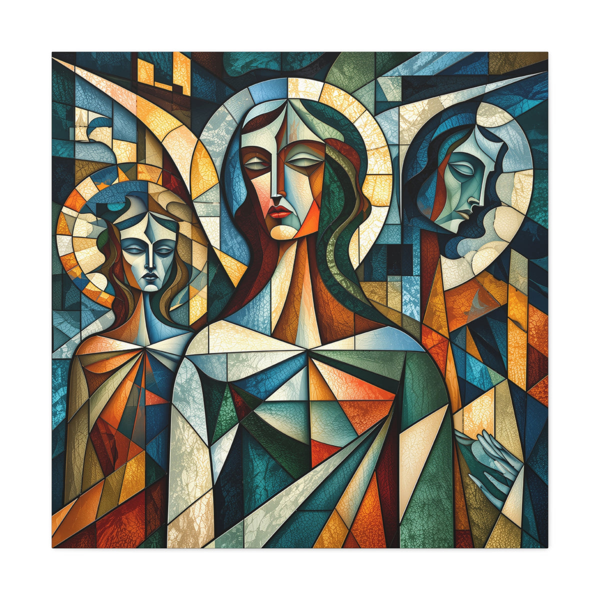 The Ones Who Watch Over Us | Cubist Stained Glass Angel Art