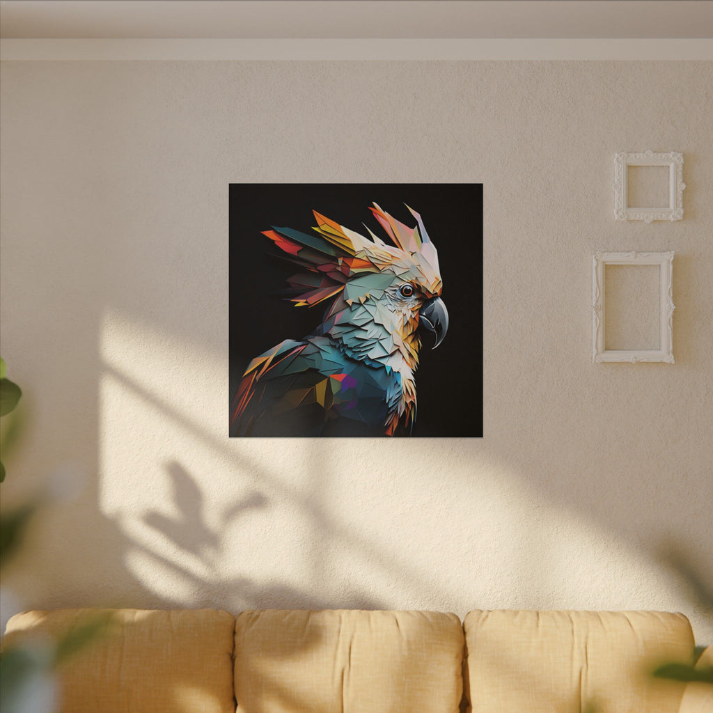 Crowned Instinct – Geometric Cockatoo Portrait Canvas Print