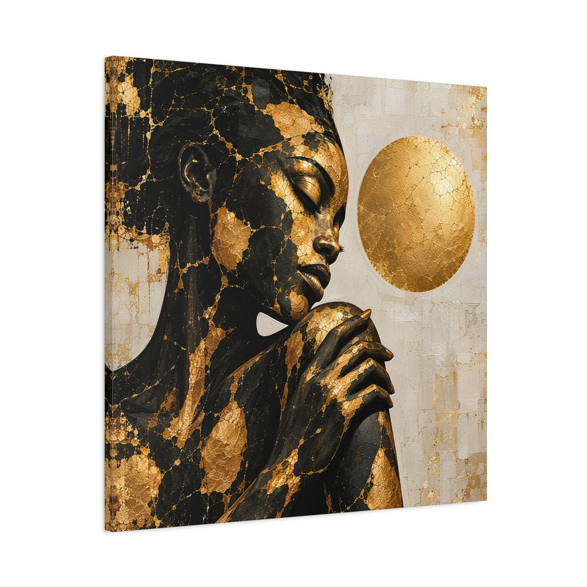 Held in Gold — Modern Black & Gold Woman Portrait