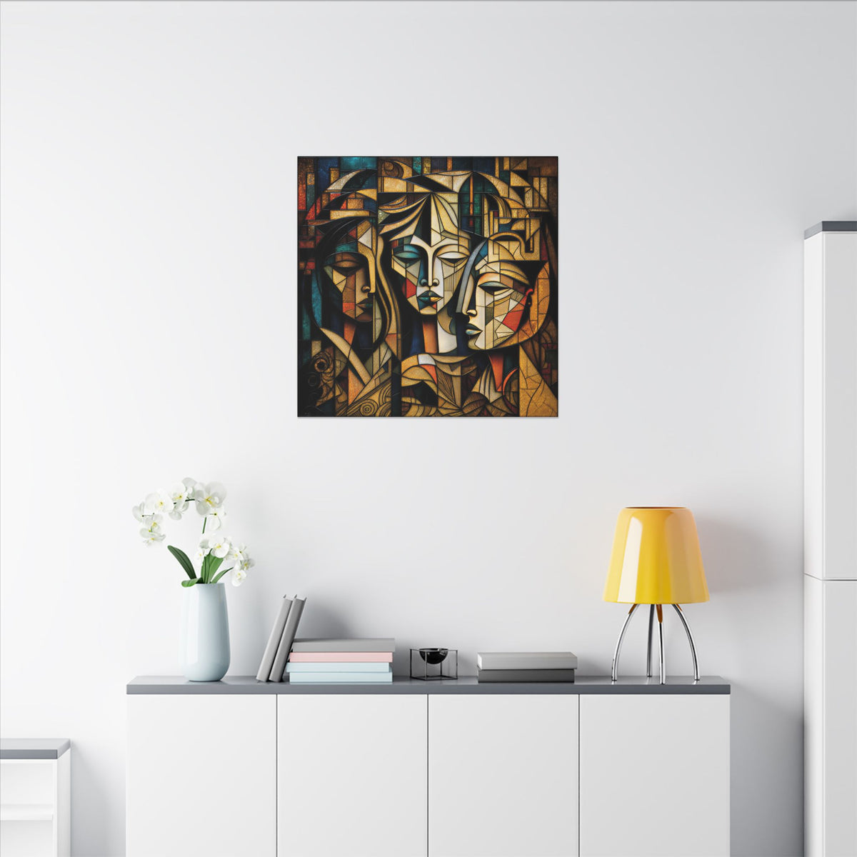 The Three Within – Cubist Triple Portrait Canvas Print