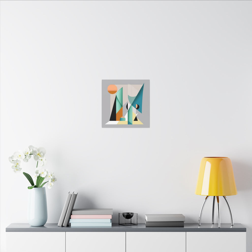 Geometry at Dusk – Teal Orange Geometric Abstract Canvas Print
