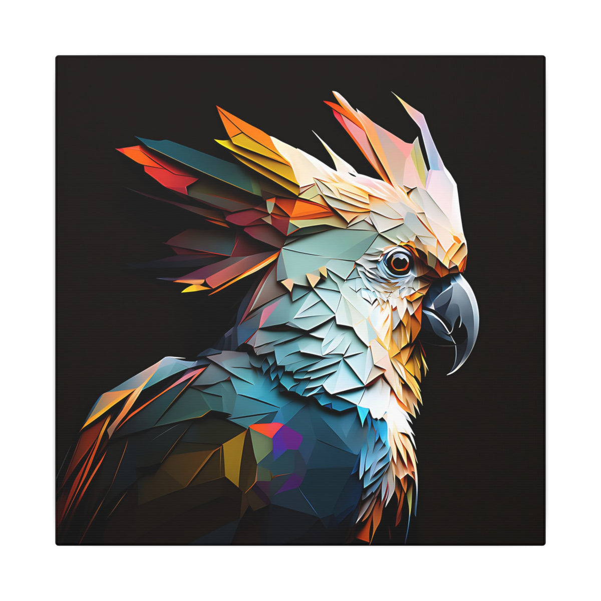 Crowned Instinct – Geometric Cockatoo Portrait Canvas Print