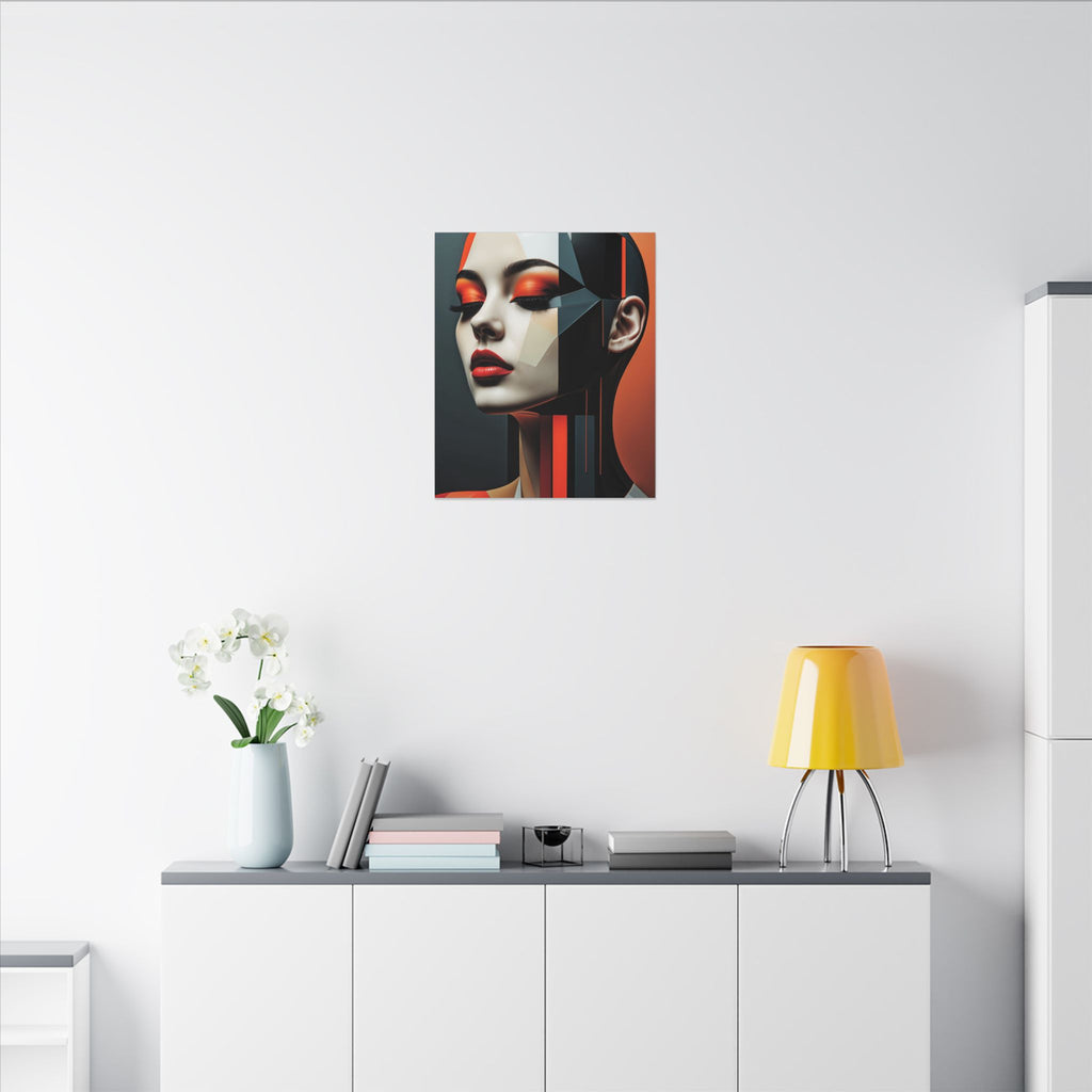 Quiet Voltage – Futurist Geometric Female Portrait Canvas Print