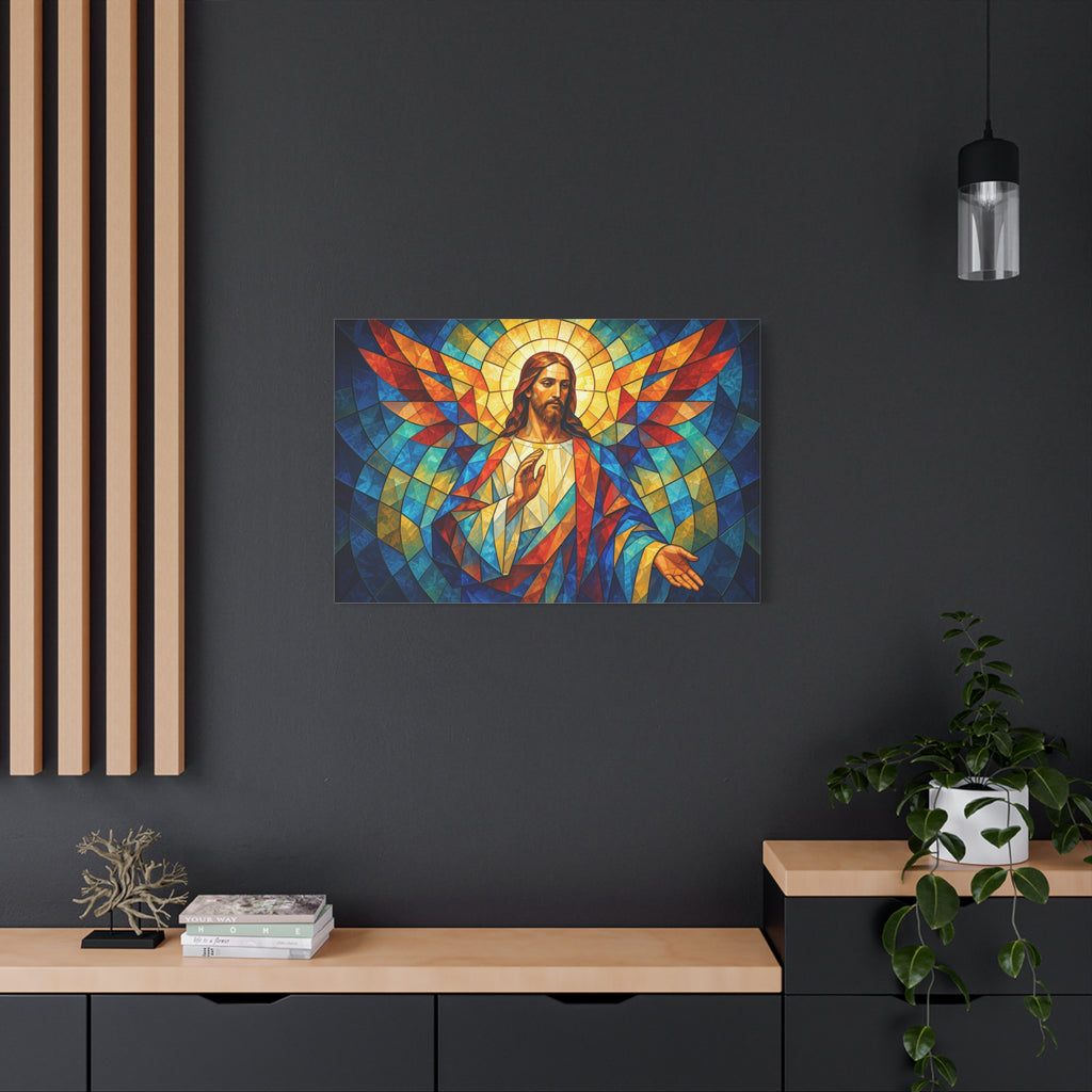Open Hands of Grace - Cubist Stained Glass Jesus Canvas Print