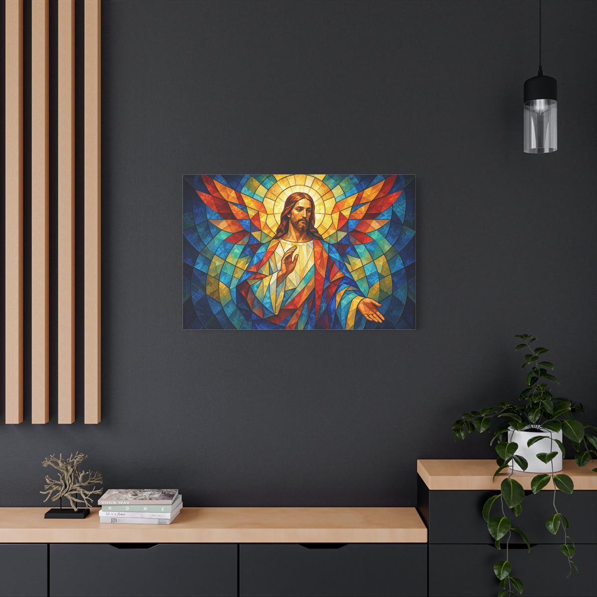 Open Hands of Grace - Cubist Stained Glass Jesus Canvas Print