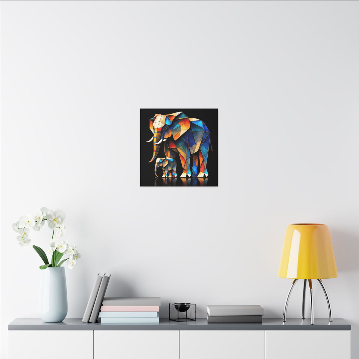 Inheritance of Strength – Geometric Elephant Family Canvas Print