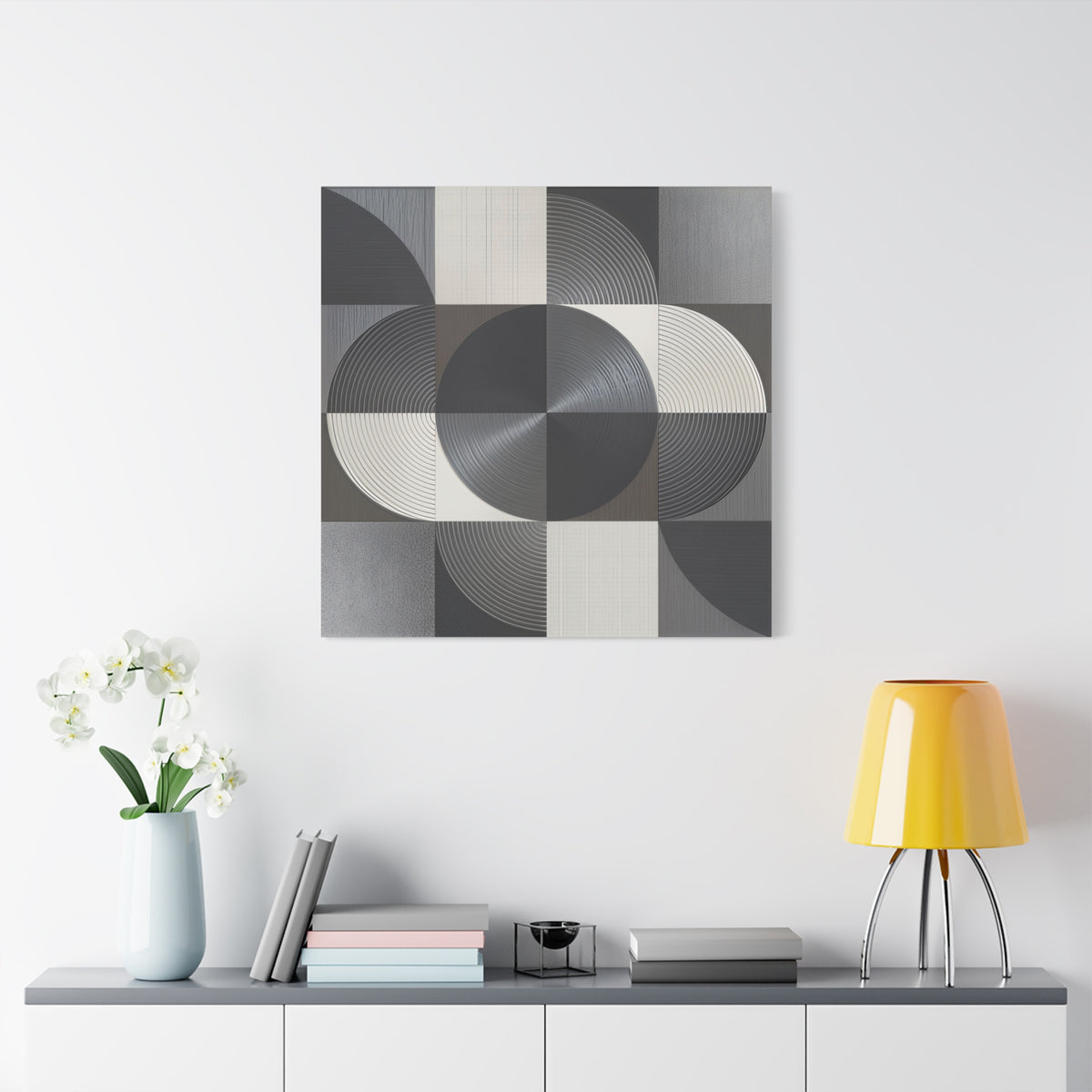 Measured Silence – Monochrome Geometric Circle Canvas Print