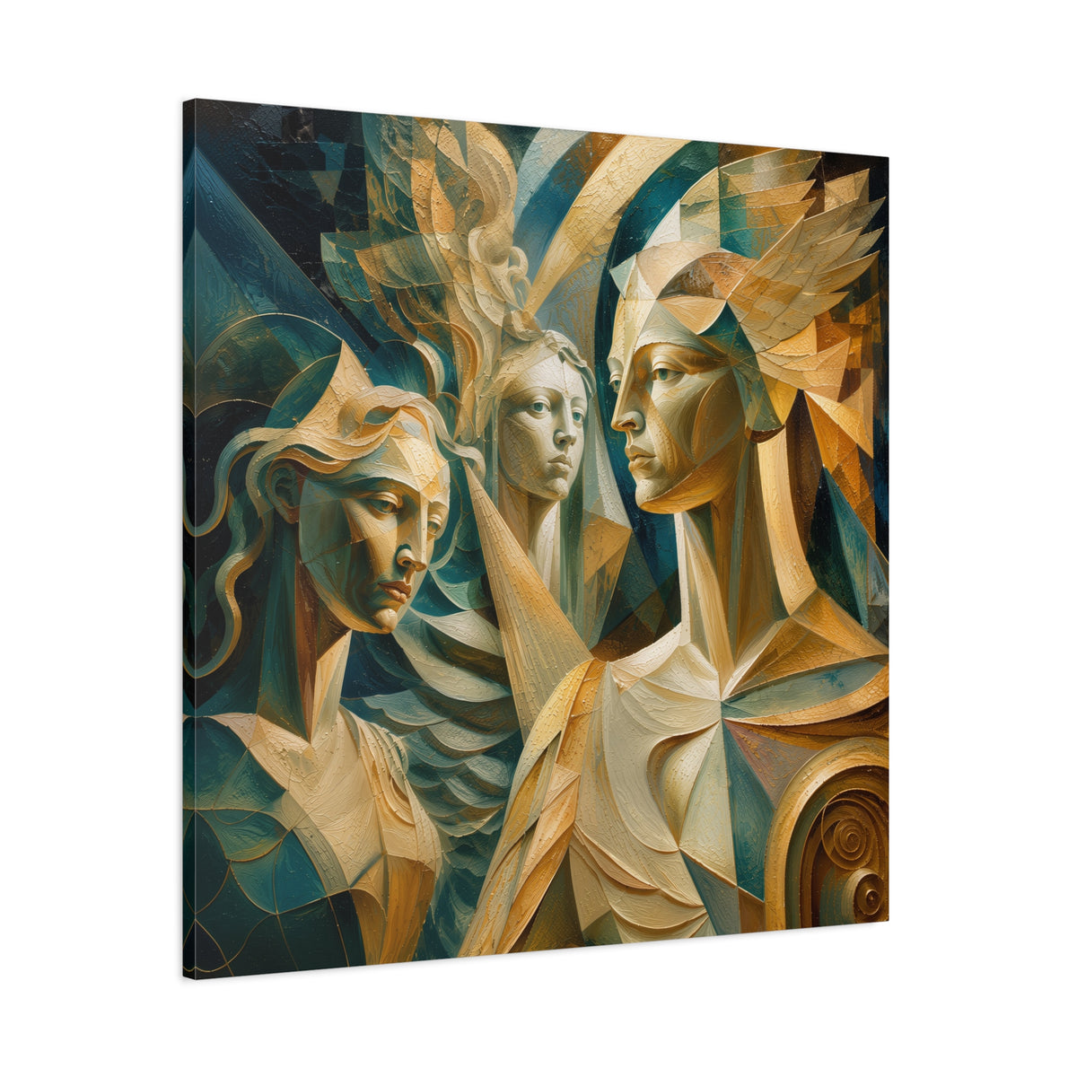 Chorus of Grace — Celestial Cubist Portrait Fine Art Print