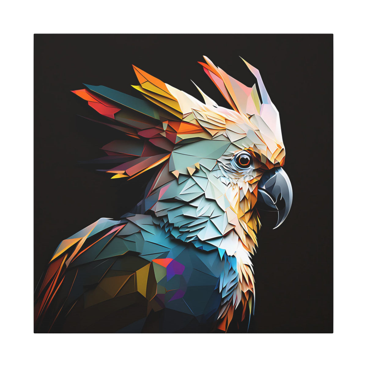 Crowned Instinct – Geometric Cockatoo Portrait Canvas Print