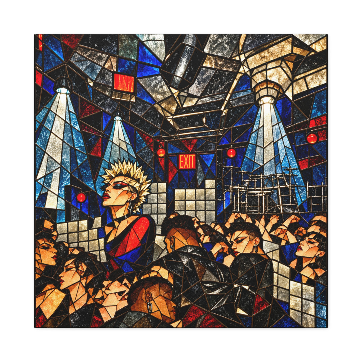 Feels Like #'s — Cubist Stained Glass Nightlife Fine Art Print