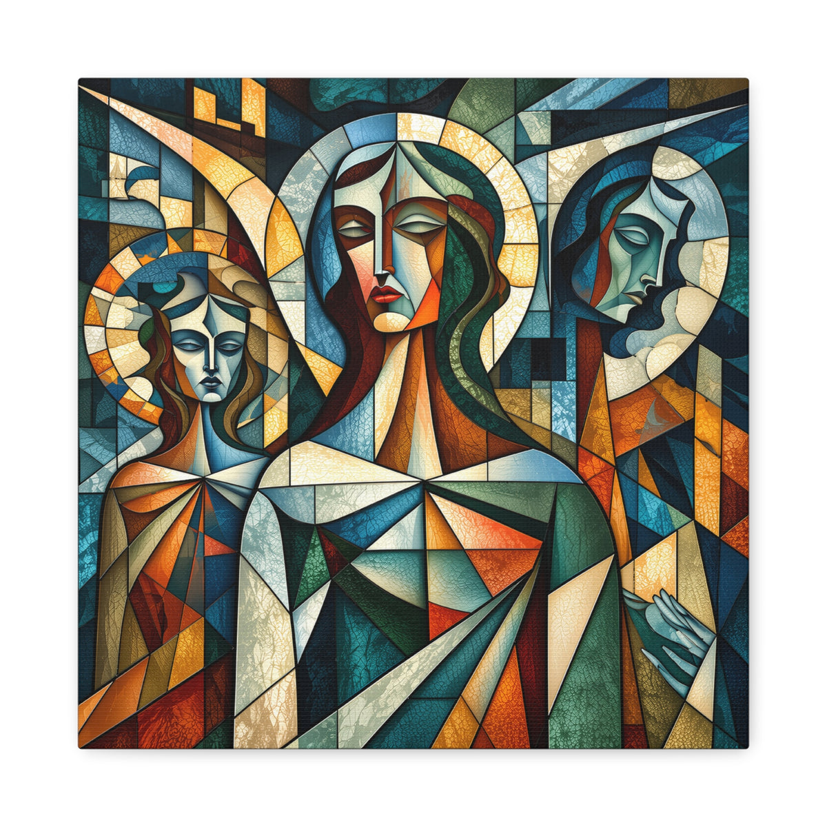 The Ones Who Watch Over Us | Cubist Stained Glass Angel Art