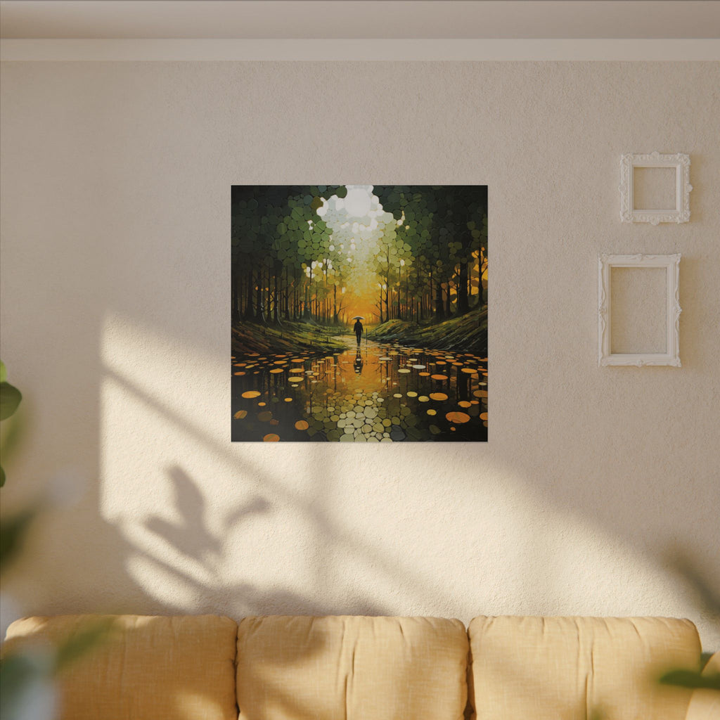 Into the Gold – Abstract Forest Landscape Canvas Print