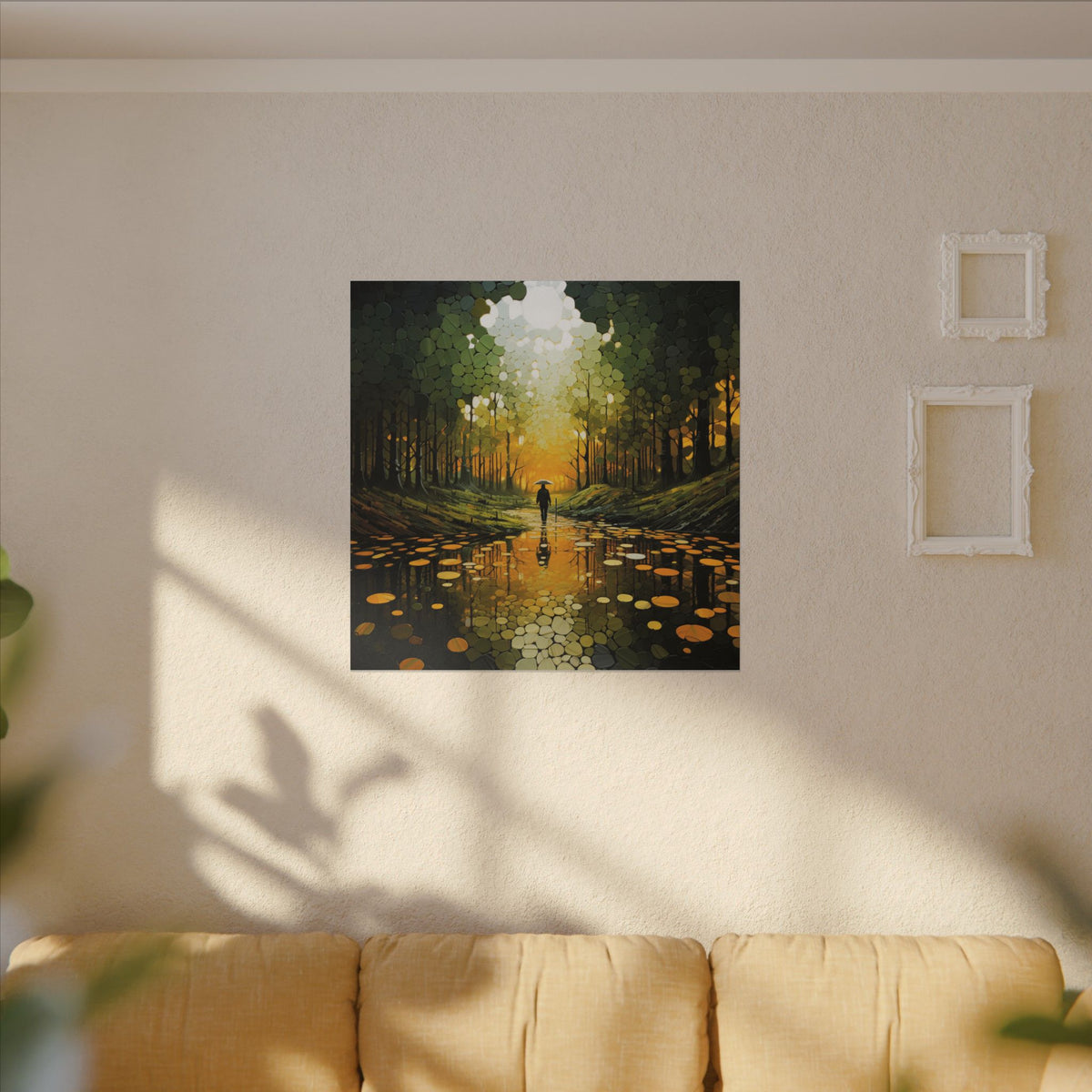 Into the Gold – Abstract Forest Landscape Canvas Print