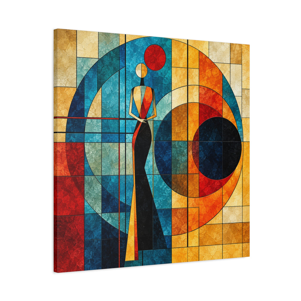 Orbit of Poise — Art Deco Stained Glass Woman Canvas