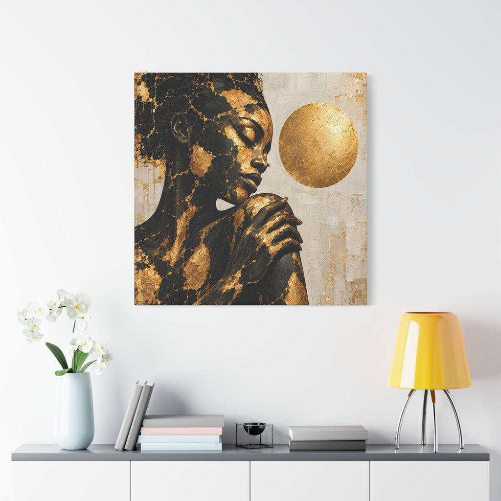 Held in Gold — Modern Black & Gold Woman Portrait