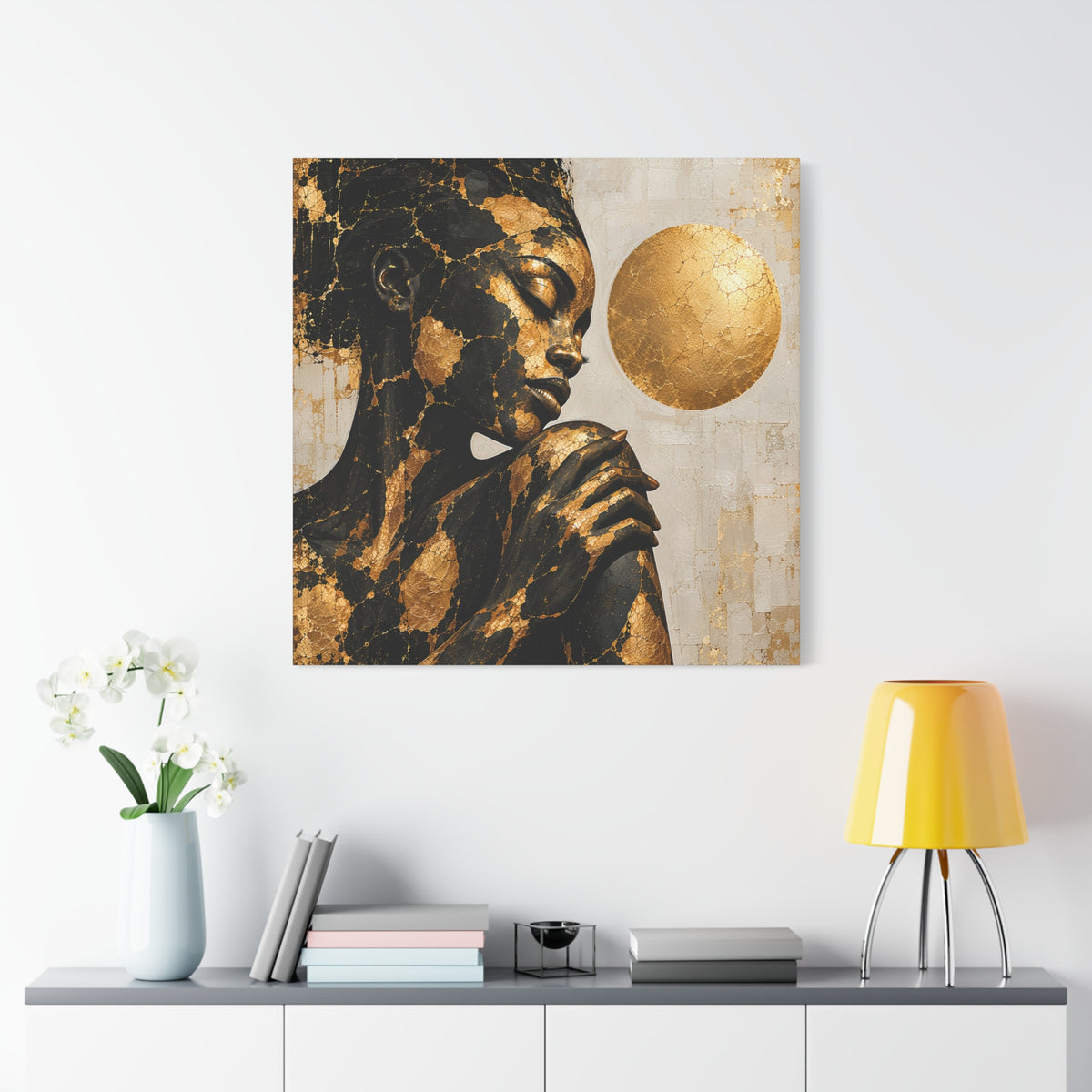 Held in Gold — Modern Black & Gold Woman Portrait